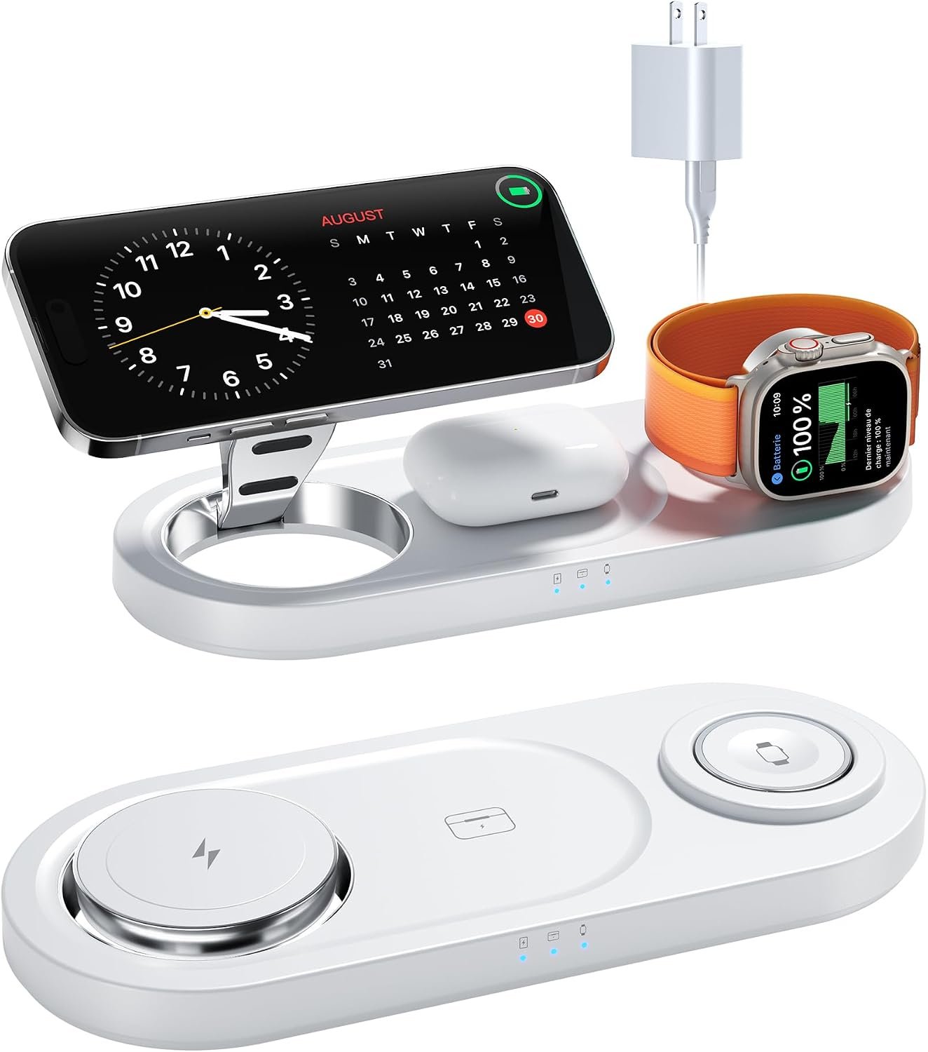 Estación de carga inalámbrica 3 en 1 moencase con iPhone, Apple Watch y AirPods